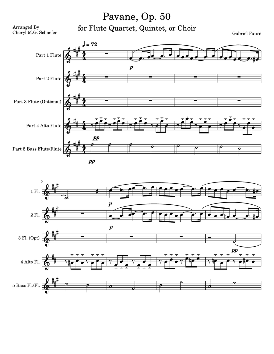 Pavane, Op. 50 Flute Quartet scores gallery preview page 2