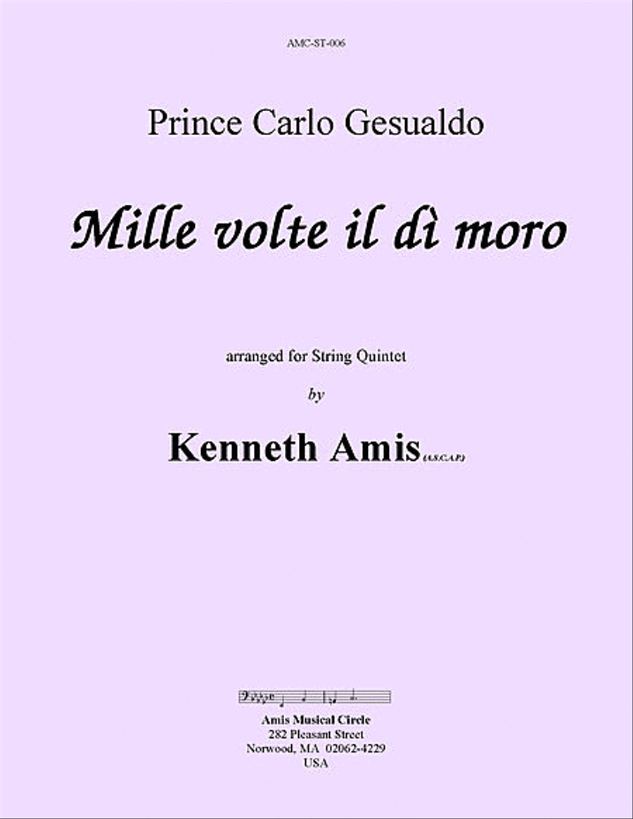 Mille volte il dì moro (for string quintet) String Quintet scores gallery preview page 1