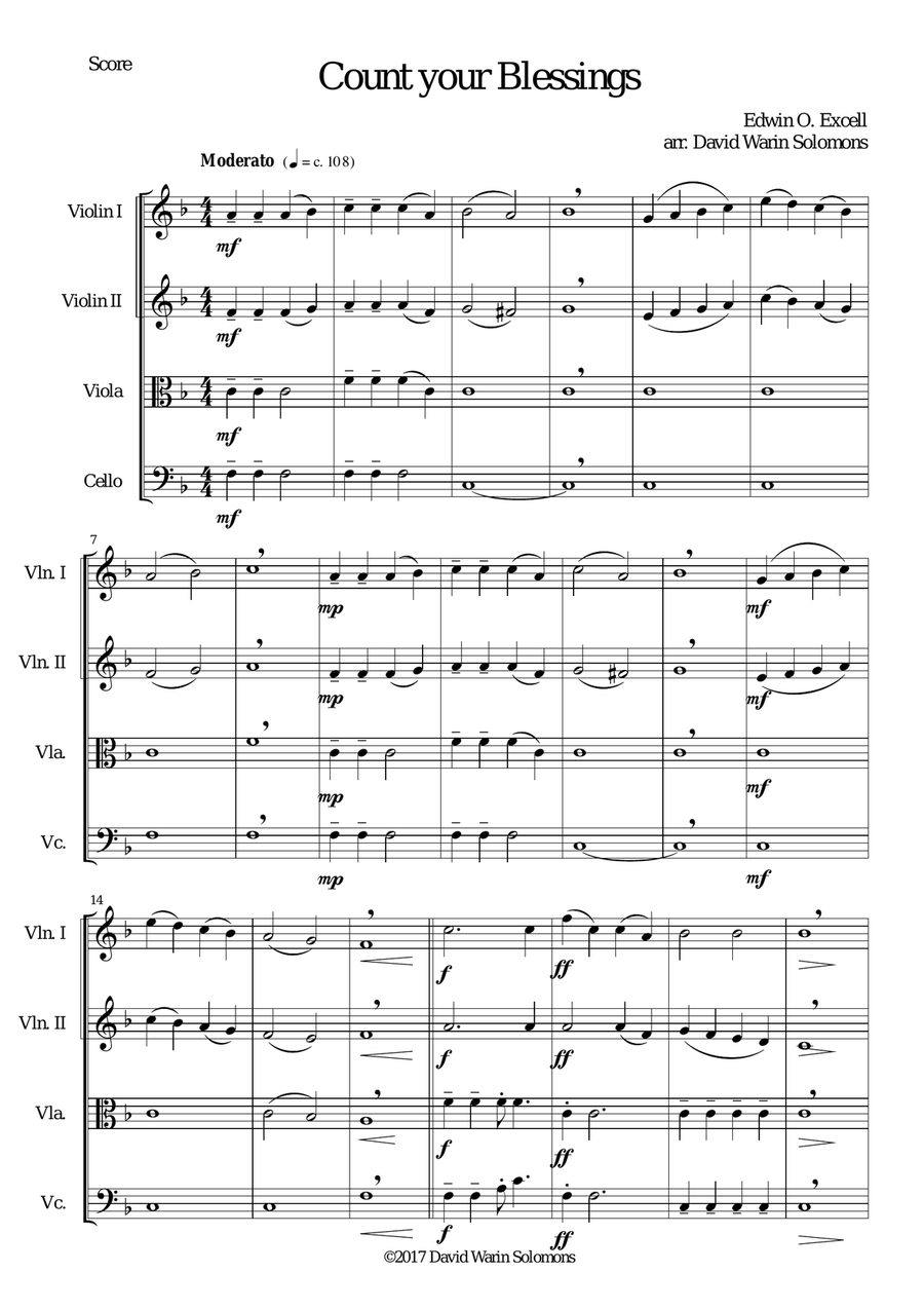 Count your blessings for string quartet String Quartet scores gallery preview page 1