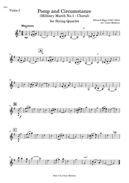 Pomp and Circumstance No.1 - String Quartet (Individual Parts) image number null