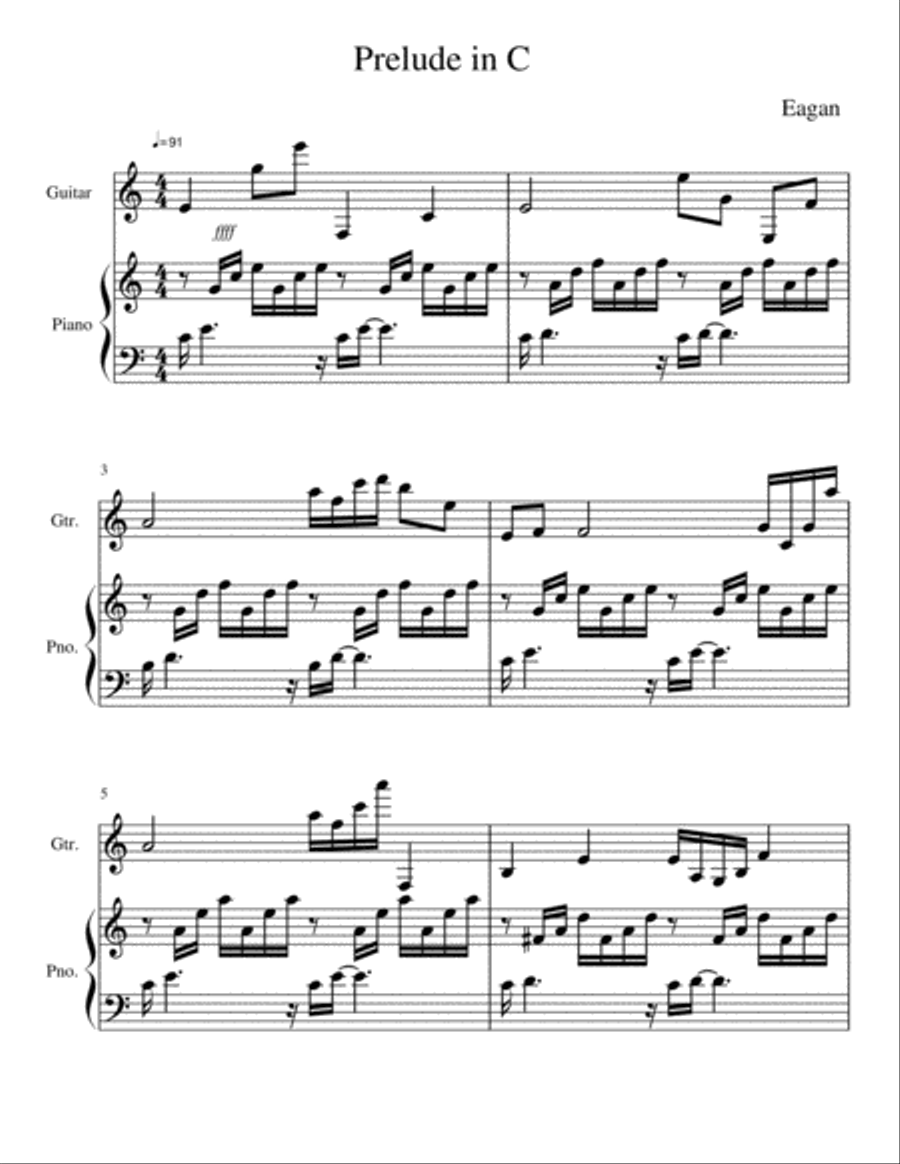 Prelude in C Classical Guitar scores gallery preview page 1