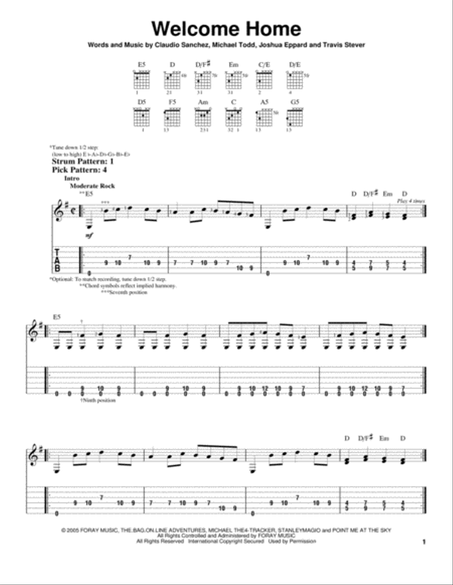 Welcome Home Acoustic Guitar scores gallery preview page 1