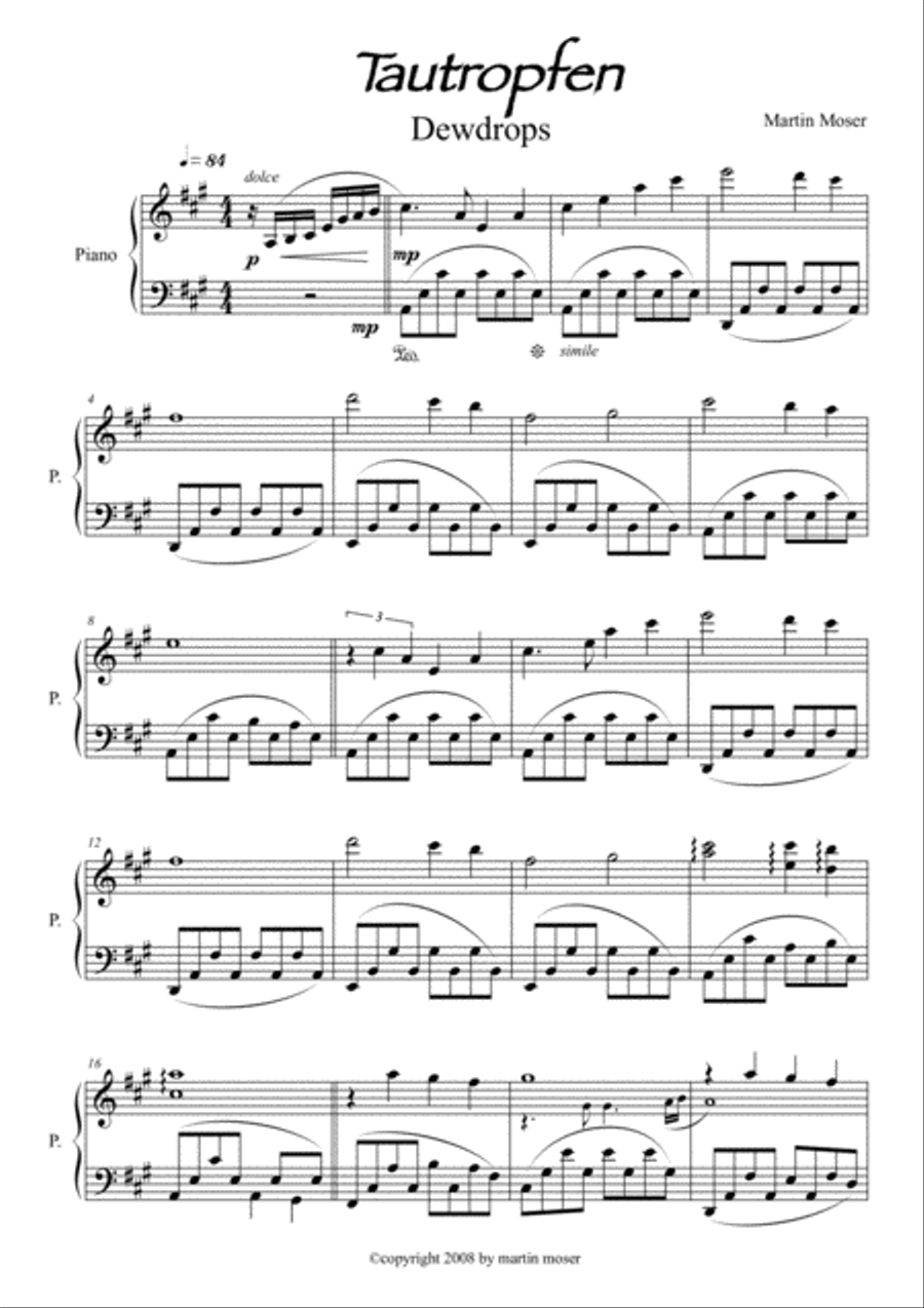Tautropfen - Dewdrops Tautropfen - Dewdrops Piano Solo scores gallery preview page 1