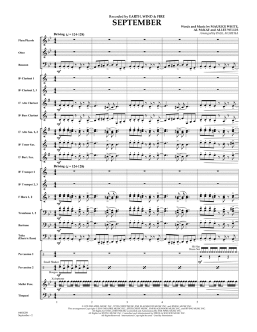 September (arr. Paul Murtha) - Conductor Score (Full Score) Concert Band scores gallery preview page 2