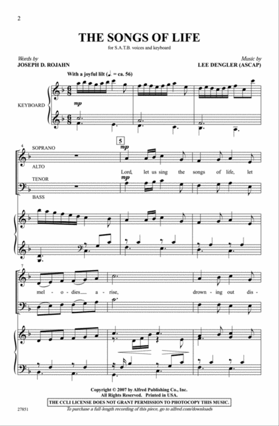 The Songs of Life The Songs of Life 4-Part scores gallery preview page 2