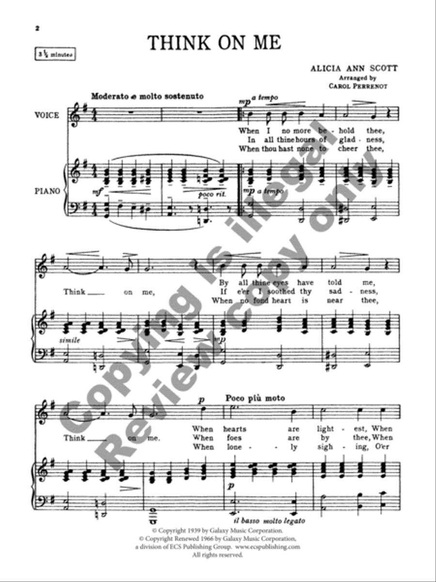 Think On Me High Voice scores gallery preview page 3