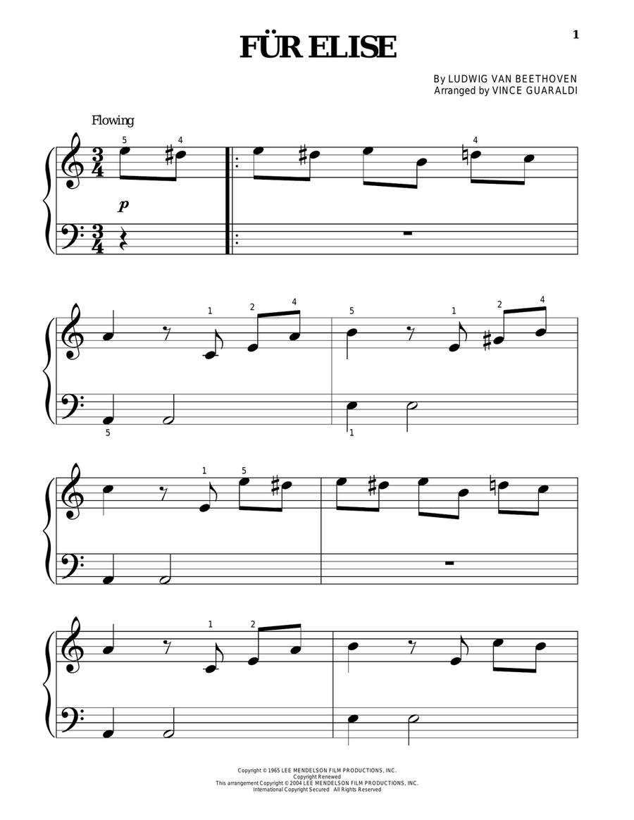 Fur Elise Fur Elise Piano Solo scores gallery preview page 1