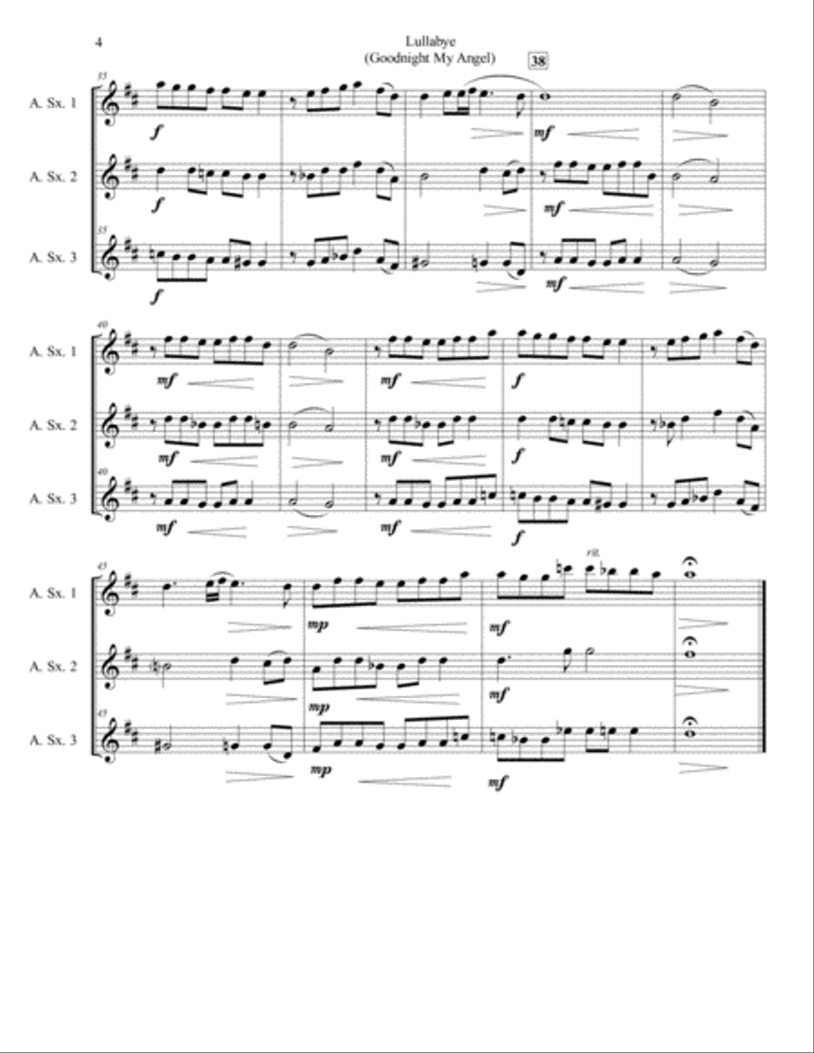 Lullabye (Goodnight, My Angel) Woodwind Trio scores gallery preview page 4
