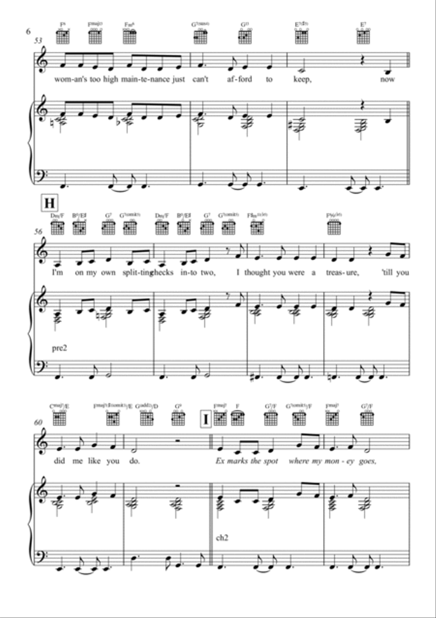 Ex Marks The Spot Piano, Vocal, Guitar scores gallery preview page 6