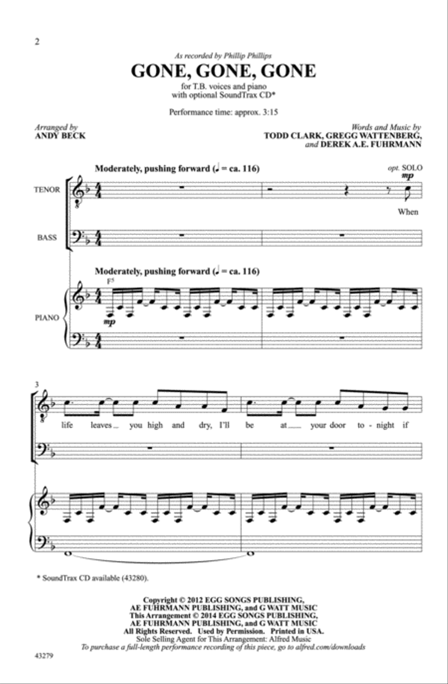 Gone, Gone, Gone (TB) TB scores gallery preview page 1