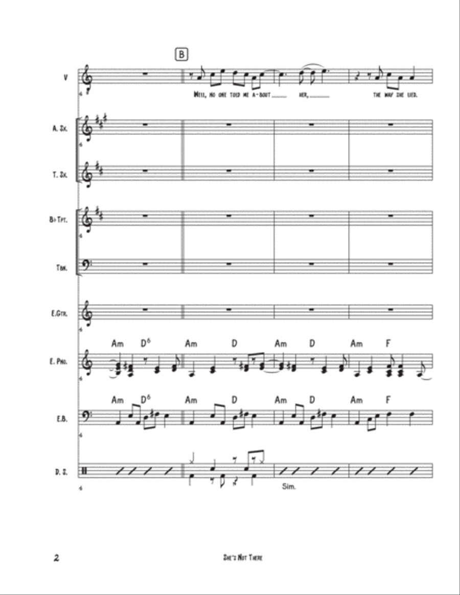 She's Not There Jazz Ensemble scores gallery preview page 2