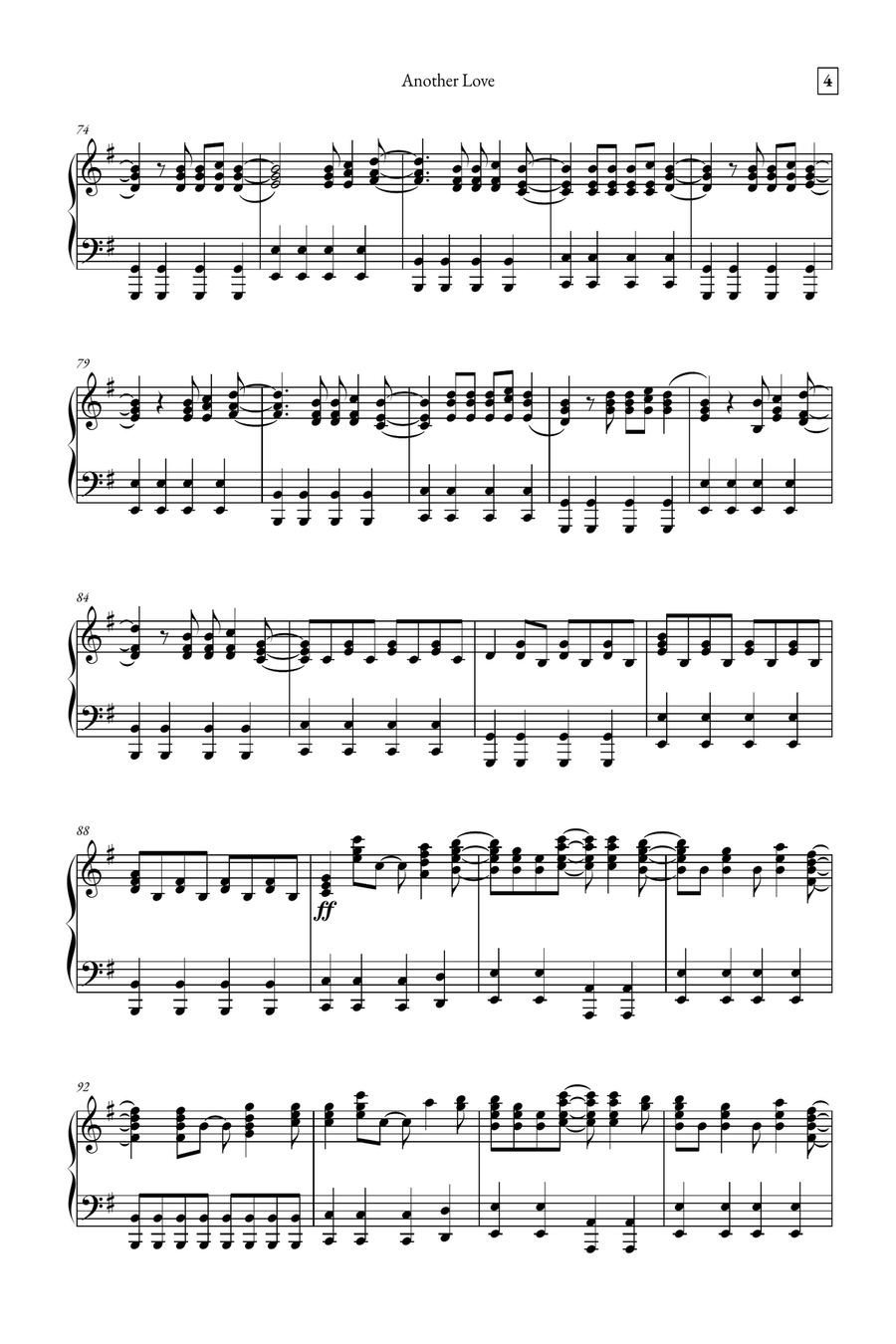 Another Love Piano Solo scores gallery preview page 4