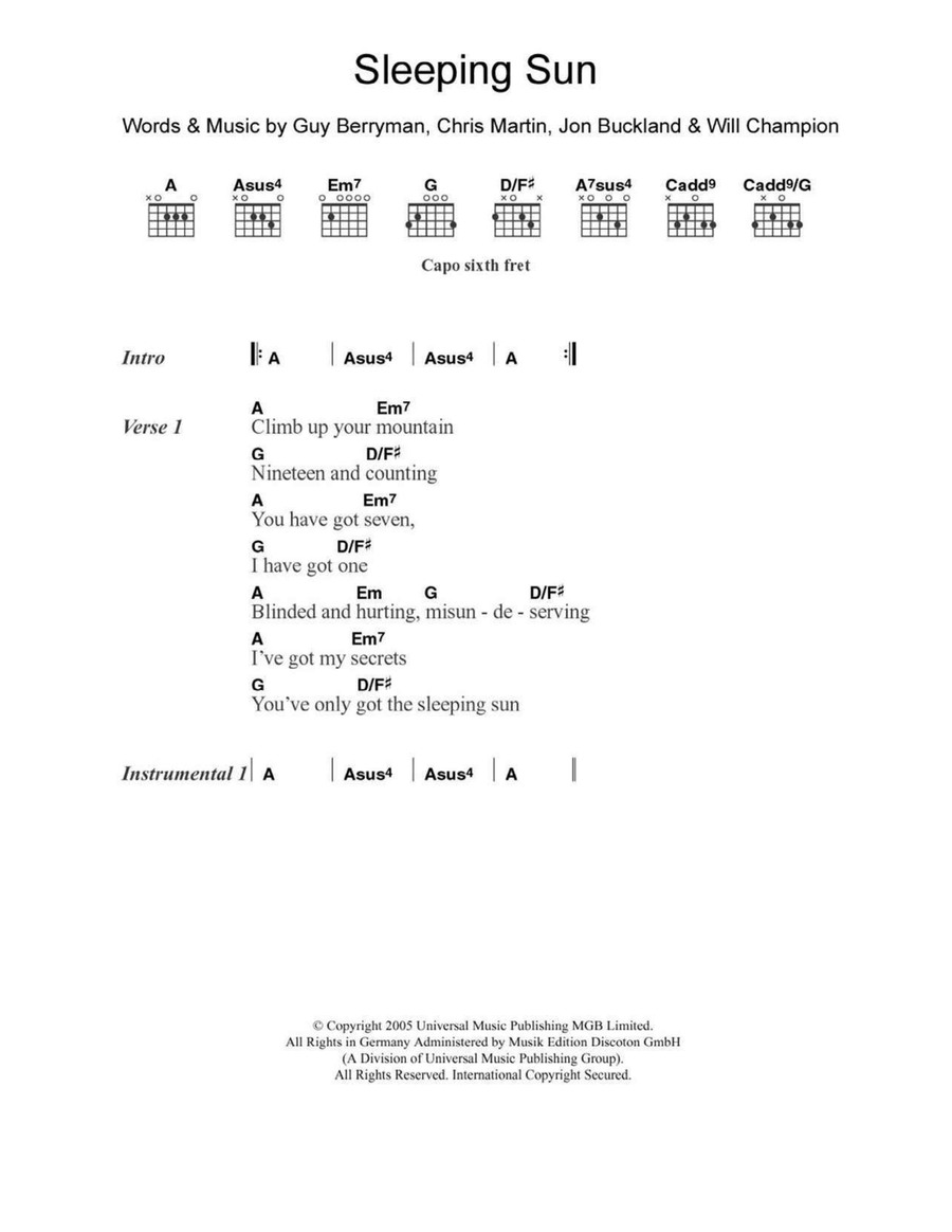 Sleeping Sun Acoustic Guitar scores gallery preview page 1