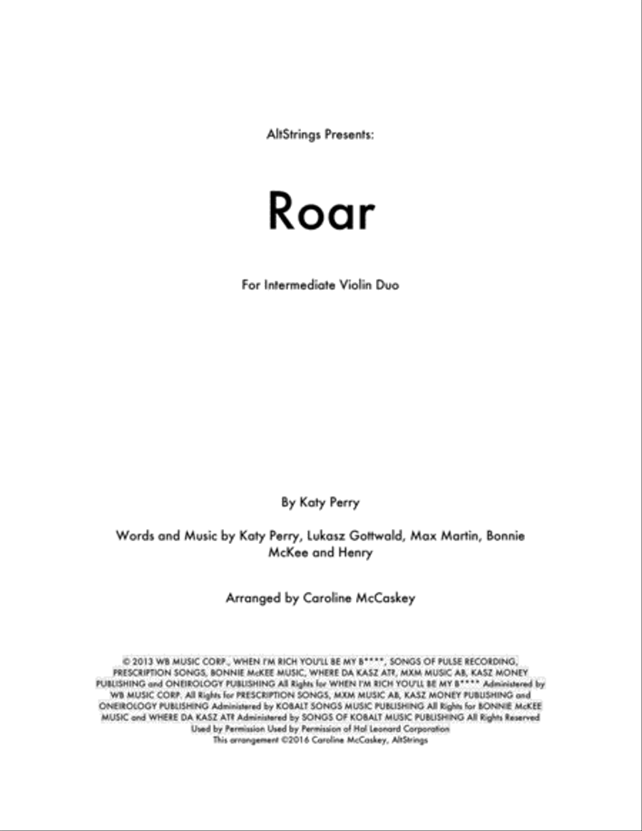 Roar Roar String Duet scores gallery preview page 1