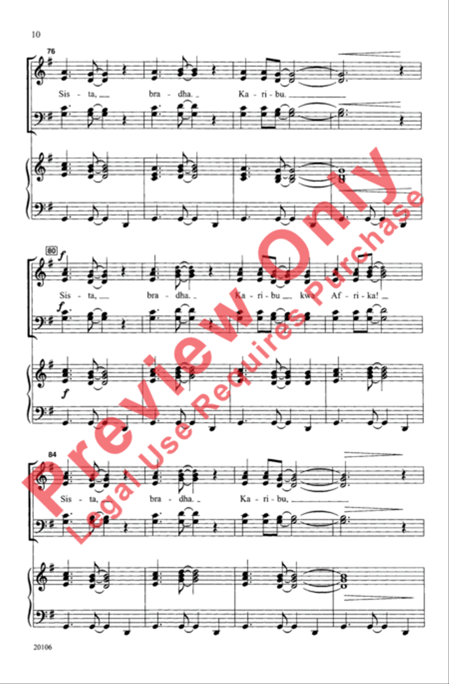 Jambo, Karibu Kwa Afrika Jambo, Karibu Kwa Afrika 4-Part scores gallery preview page 10