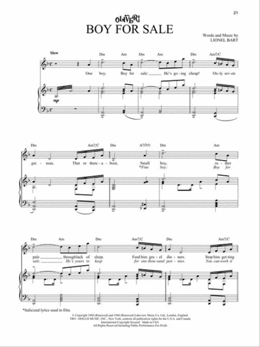 Oliver! - Vocal Selections Piano, Vocal, Guitar scores gallery preview page 4