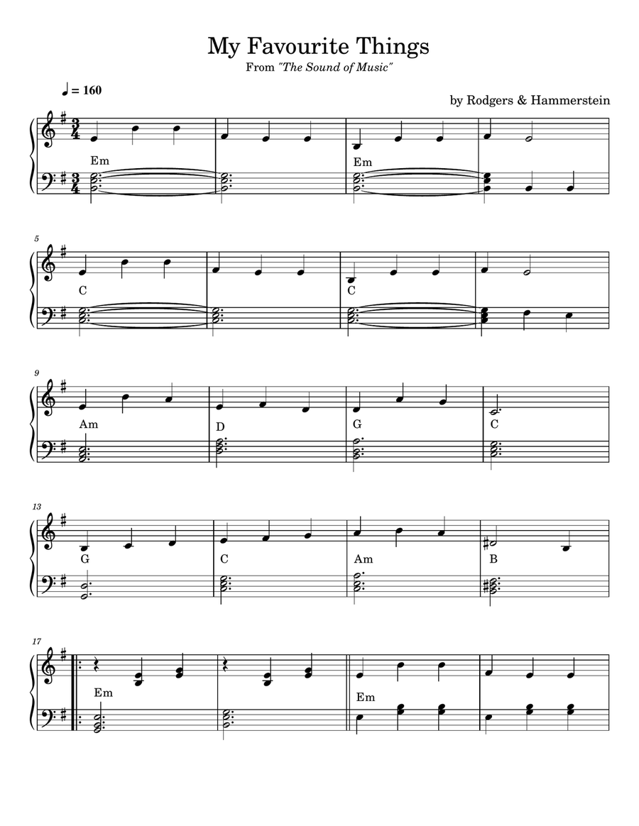 My Favorite Things Easy Piano scores gallery preview page 1