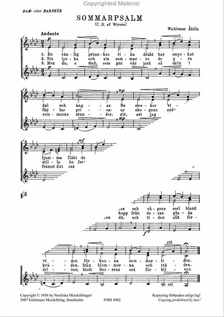 Sommarpsalm SSA scores gallery preview page 2