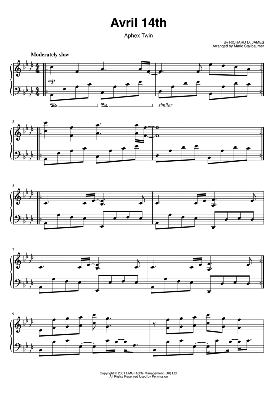 Avril 14th Piano Solo scores gallery preview page 1