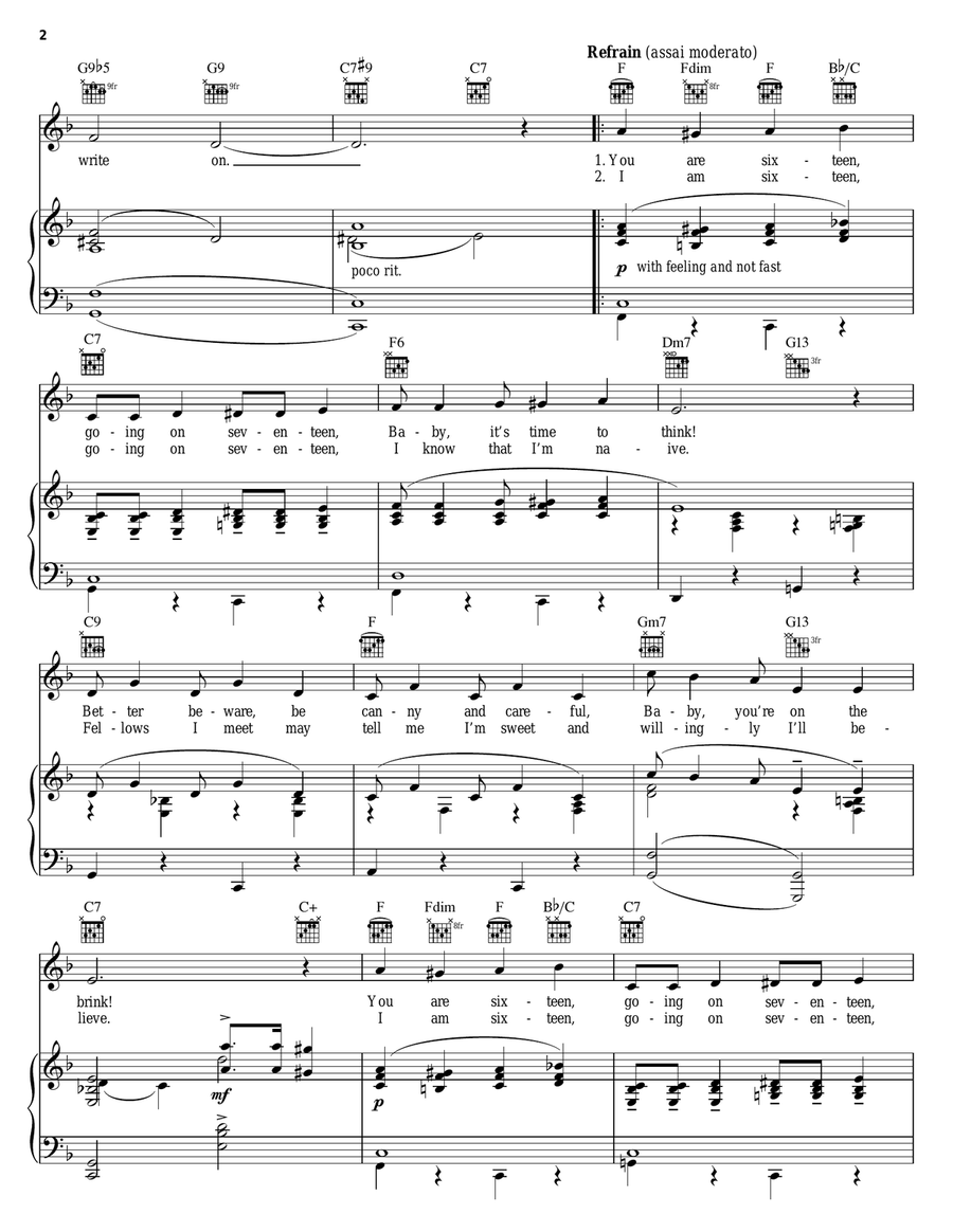 Sixteen Going On Seventeen (from The Sound of Music) Piano, Vocal, Guitar scores gallery preview page 2