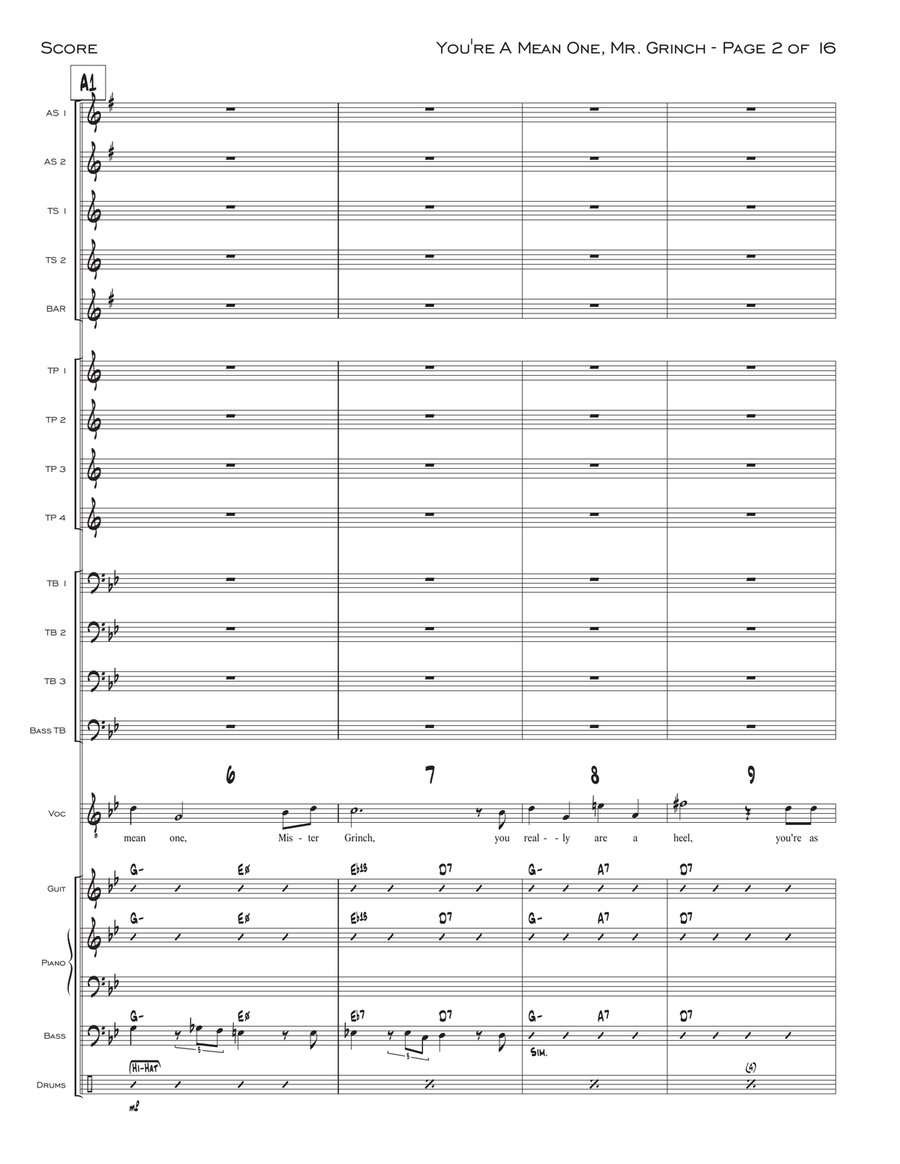 You're A Mean One, Mr. Grinch Jazz Ensemble scores gallery preview page 2