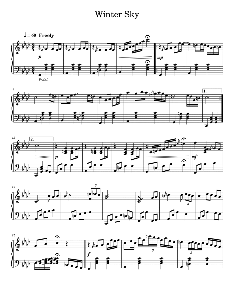 Winter Sky Piano Solo scores gallery preview page 1