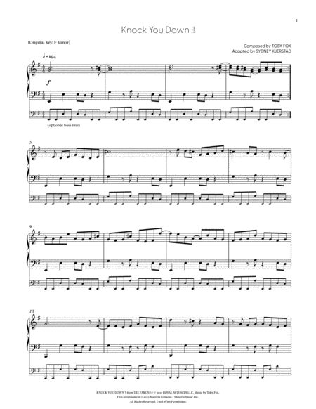 Knock You Down !! (DELTARUNE Chapter 2 - Piano Sheet Music)