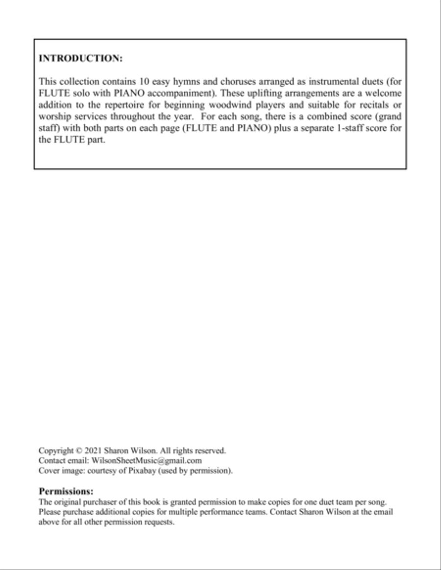 Hymns and Choruses (A Collection of 10 Easy Flute Solos with Piano Accompaniment) Flute Solo scores gallery preview page 3