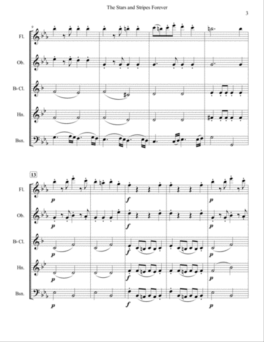 The Stars and Stripes Forever for Woodwind Quintet Woodwind Quintet scores gallery preview page 3