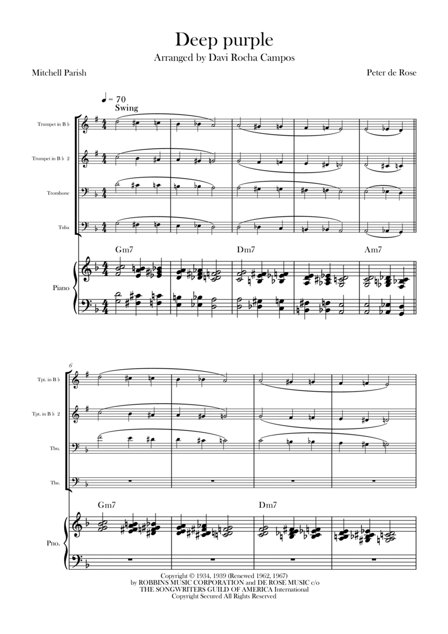 Deep Purple Brass Quartet scores gallery preview page 1