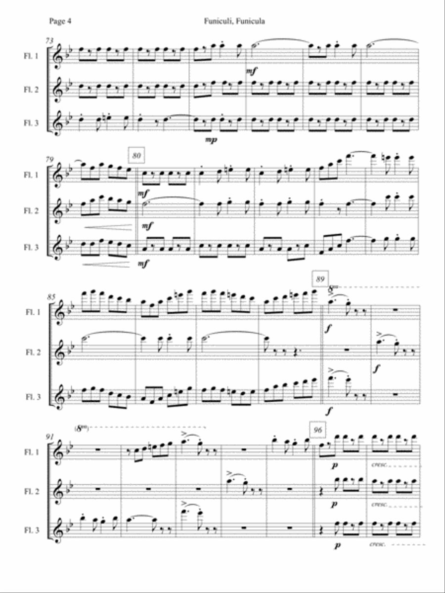 Funiculi, Funicula for Flute Trio Flute Trio scores gallery preview page 5