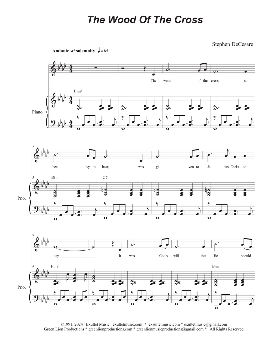 The Wood Of The Cross (Vocal solo) Piano, Vocal scores gallery preview page 1