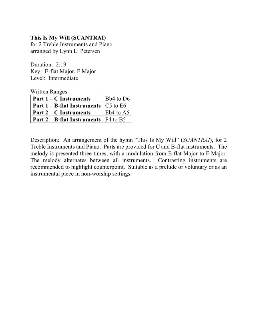 This Is My Will (SUANTRAI) Piano scores gallery preview page 3