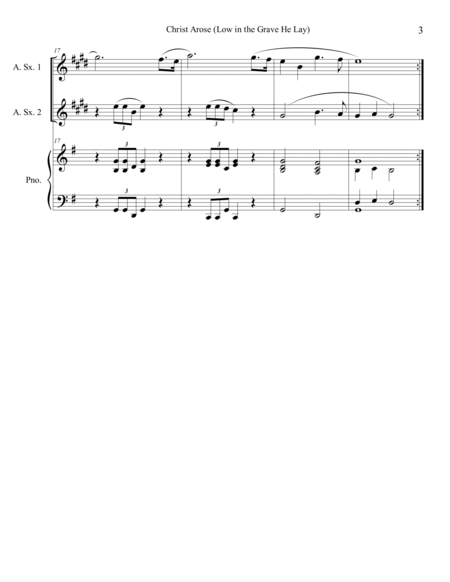 Christ Arose (Low in the Grave He Lay) for alto sax duet with optional piano image number null