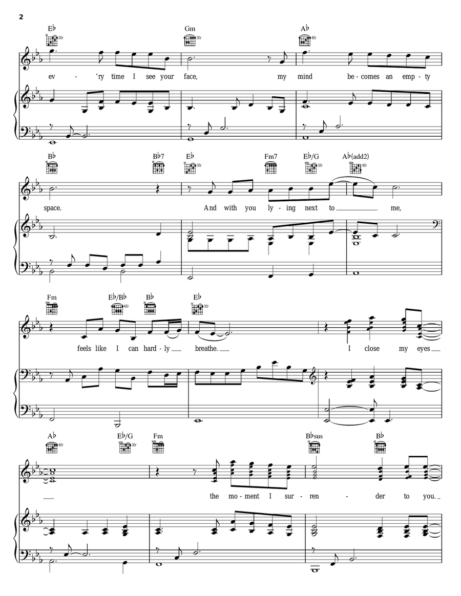 Every Time I Look At You Piano, Vocal, Guitar scores gallery preview page 2