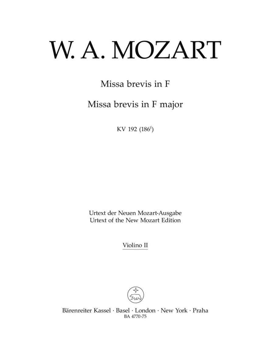 Missa brevis F major, KV 192 (186f) Violin scores gallery preview page 1