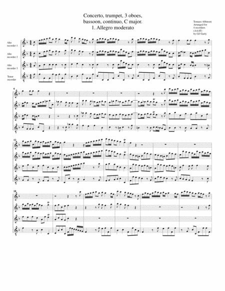 Concerto T. Mi.3 (arrangement for 4 recorders)