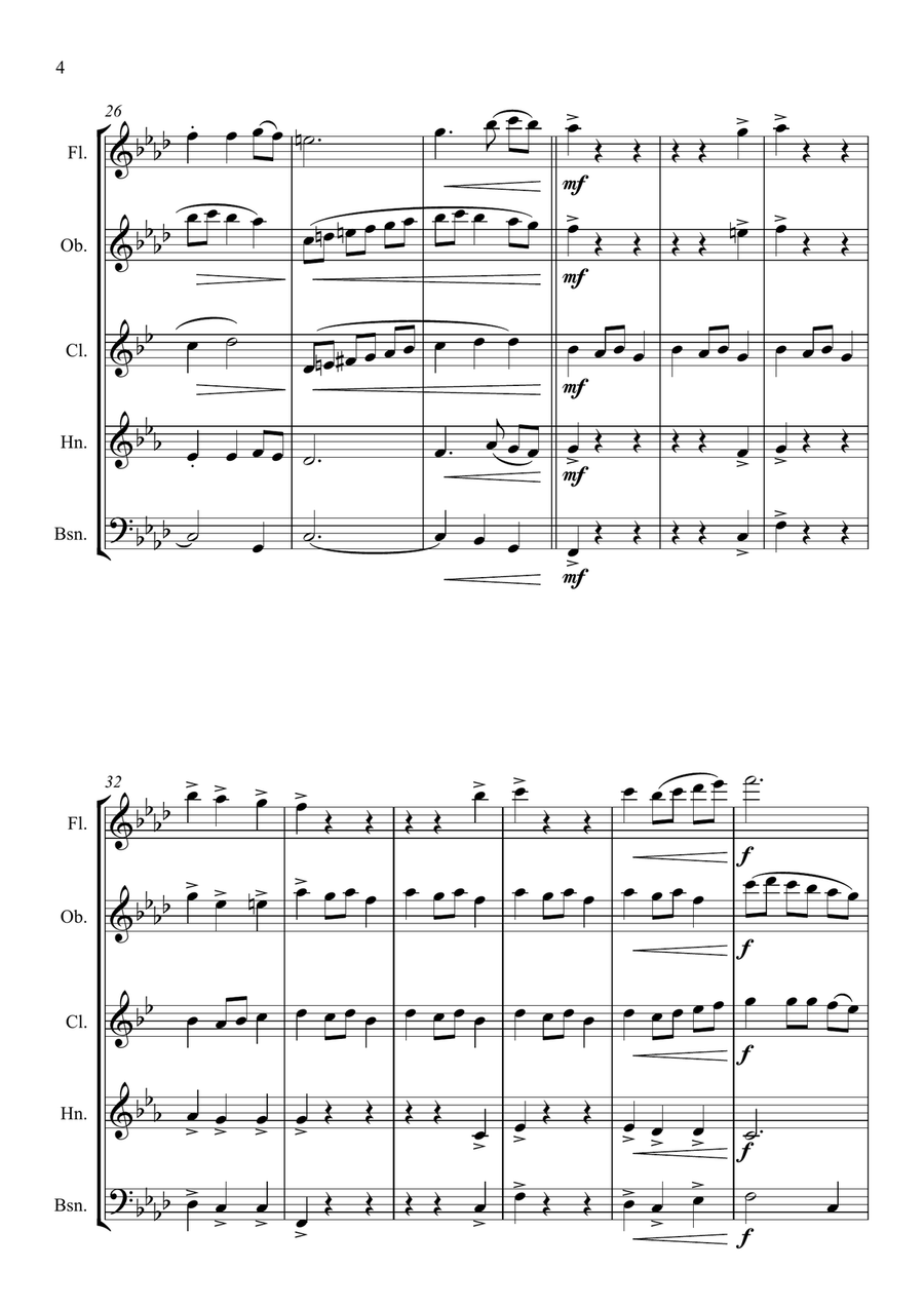 Fantasia on the Ukrainian Bell Carol - for Wind Quintet Woodwind Quintet scores gallery preview page 4