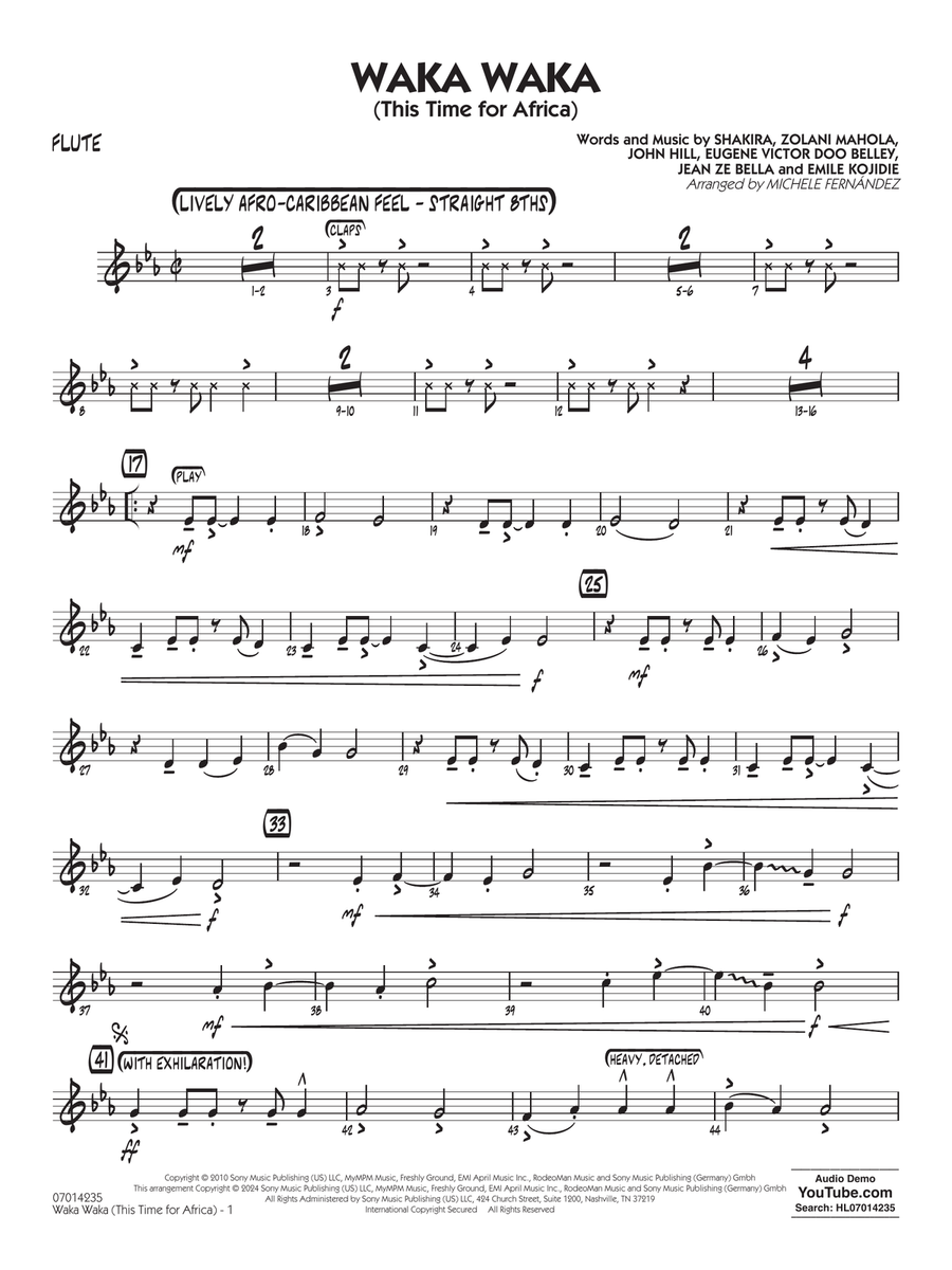 Waka Waka (This Time for Africa) - Flute Jazz Ensemble scores gallery preview page 1