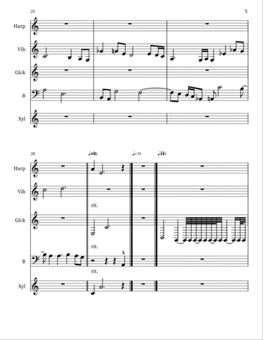 Valeurs por Harpsichord, Bass, Percussion a Voce Small Ensemble scores gallery preview page 5