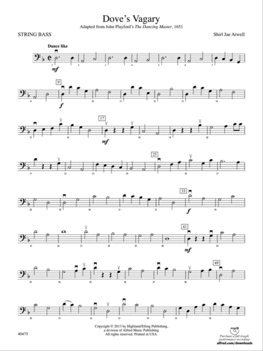 Dove's Vagary: String Bass String Orchestra scores gallery preview page 1