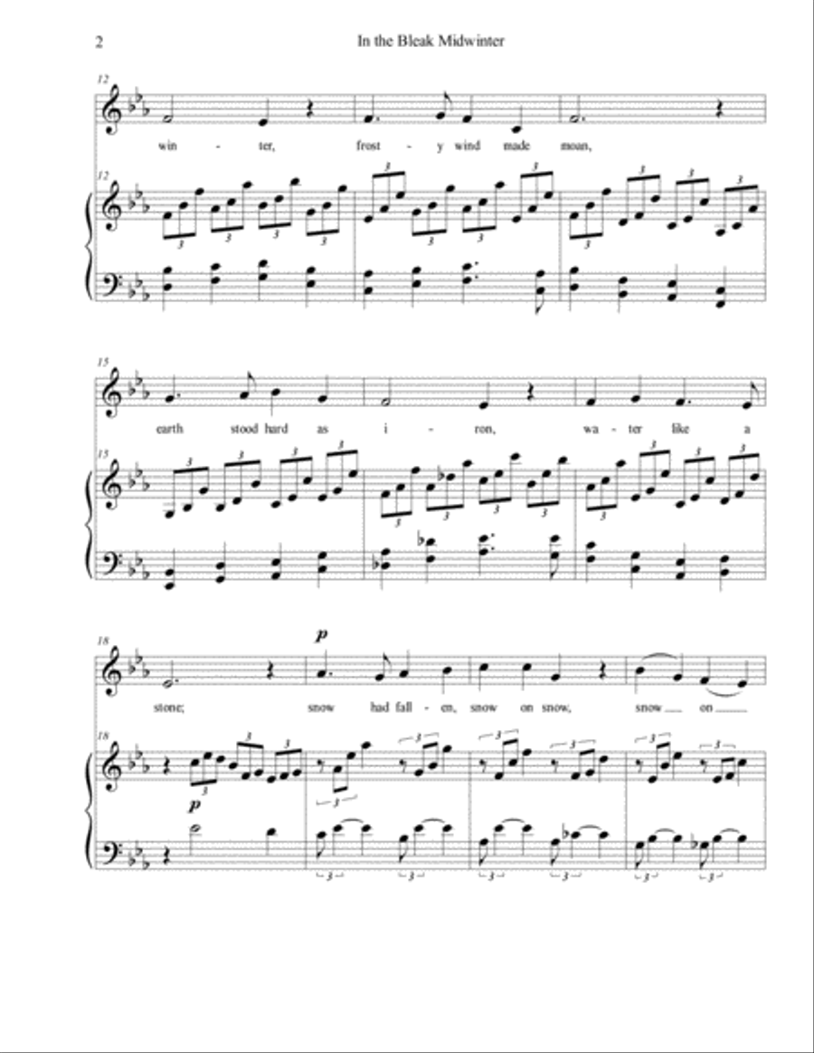 In the Bleak Midwinter (CRANHAM), Medium/Low Voice, arr. Brenda Portman Medium Voice scores gallery preview page 2
