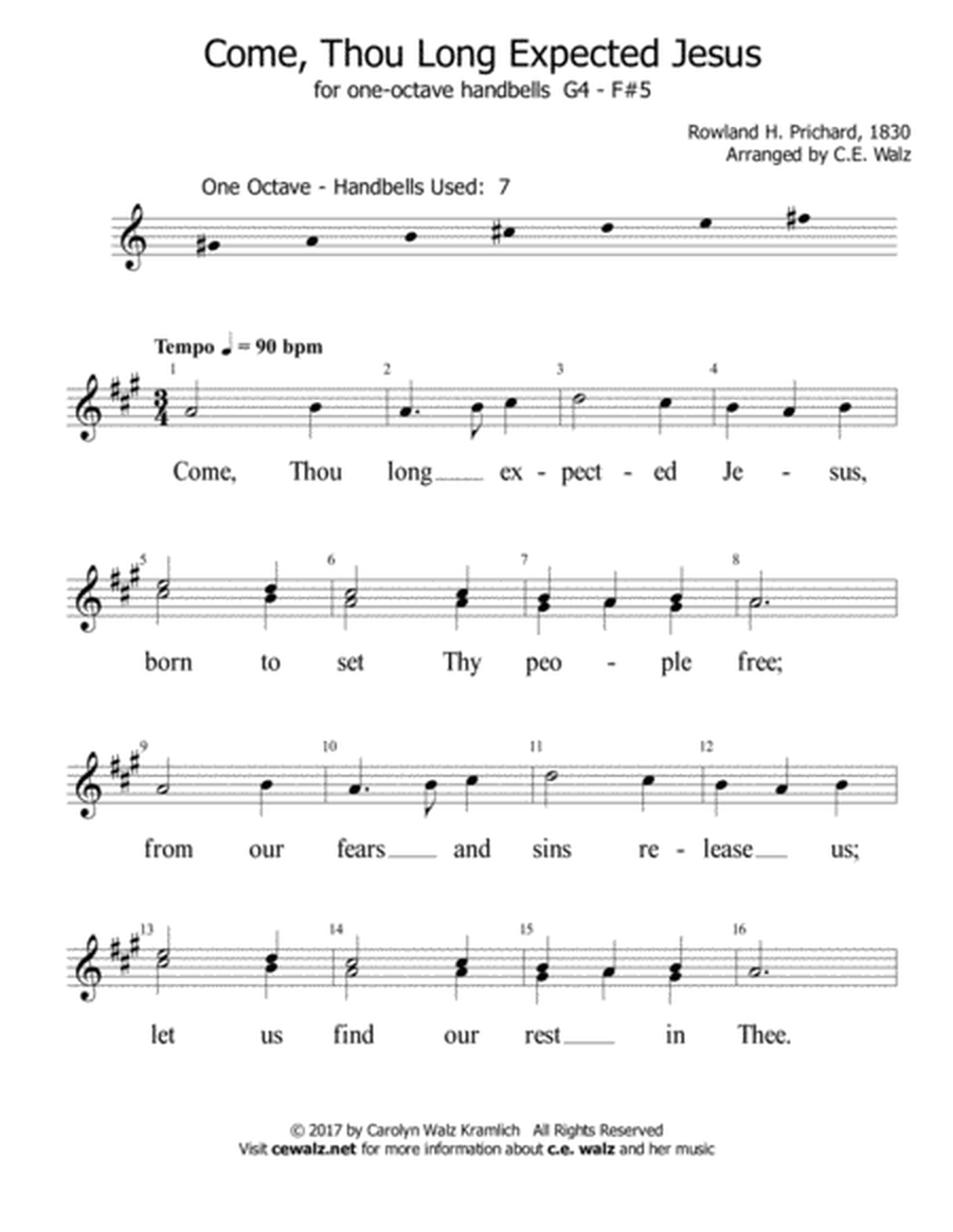 Come, Thou Long-Expected Jesus - one octave handbells G4 - F#5 image number null