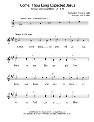Come, Thou Long-Expected Jesus - one octave handbells G4 - F#5