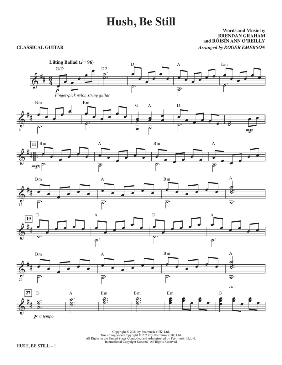 Hush, Be Still (arr. Roger Emerson) - Classical Guitar