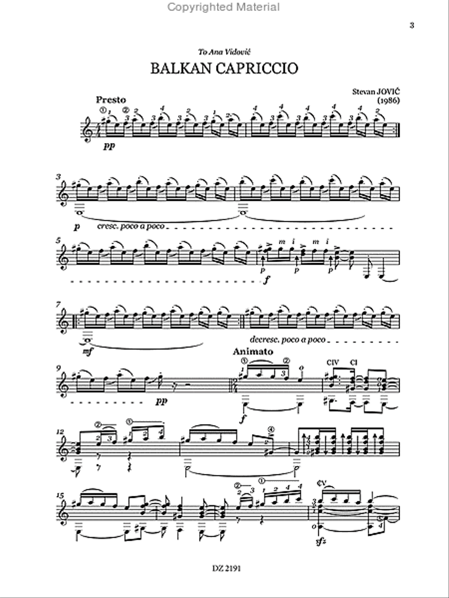 Balkan Capriccio Classical Guitar scores gallery preview page 2