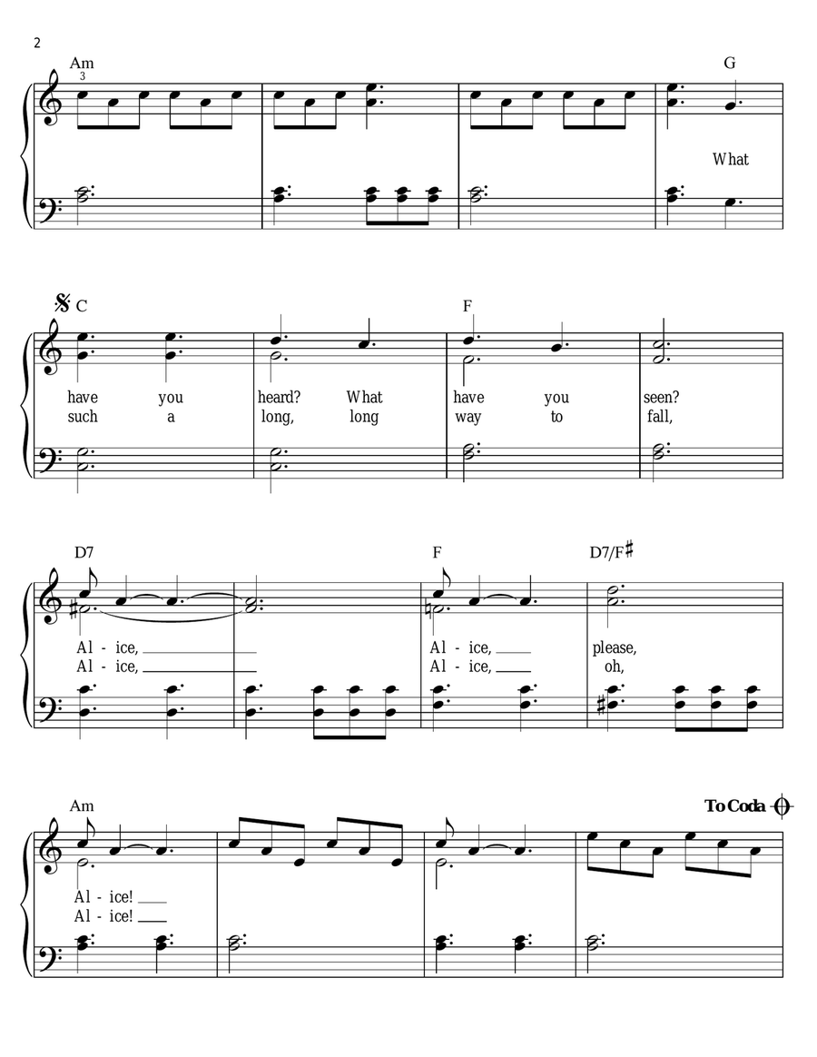 Alice's Theme Alice's Theme Easy Piano scores gallery preview page 2