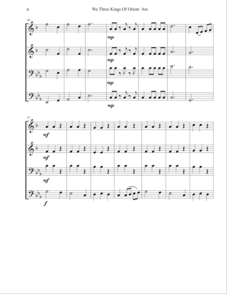 We Three Kings of Orient Are-Brass Quartet Brass Quartet scores gallery preview page 5