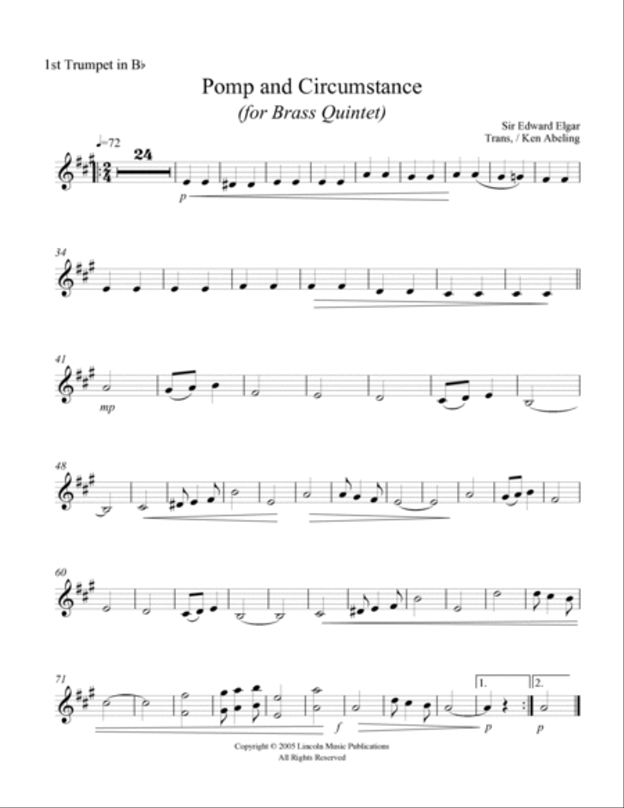 Pomp and Cirumstance (for Brass Quintet) Brass Quintet scores gallery preview page 4