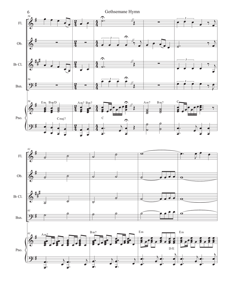 Gethsemane Hymn Woodwind Quartet scores gallery preview page 6